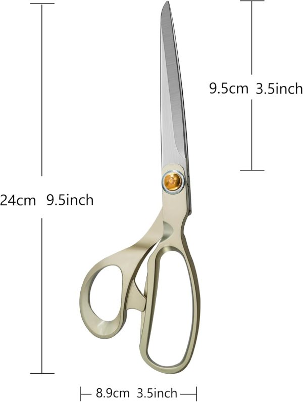 9.5 Inch Sewing Scissors,Heavy Duty Tailor Scissors Shears Ultra Sharp Fabric Scissor Comfort Grip Household Scissor for Cutting Fabric, Leather Raw Materials（Silver） - Image 3