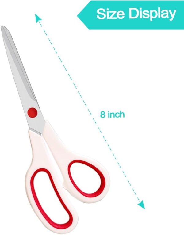 Fabric Scissors, Aksiko 8 inches Office Scissors, 2.0mm Thick Blade Shears All Purpose Scissors for Office Sewing Fabric Home Craft Use - Image 3