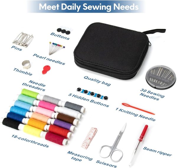 OKOMER Sewing Kit, Sewing Kit for Adults, Needle and Thread Kit, Travel Sewing Supplies, Small Mini, Basic, Beginner, Contains Sewing Needles, Sewing Thread etc(M) - Image 2