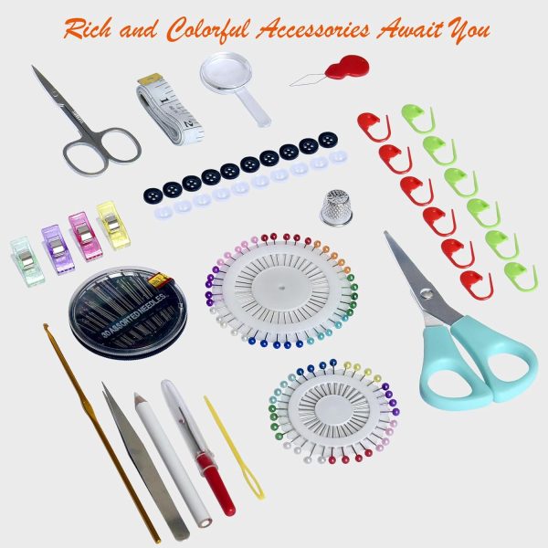 Sewing Kit with Case Portable Sewing Supplies for Home Traveler, Adults, Beginner, Emergency, Contains 24 Sewing Thread, Scissors, Needles, Measure etc - Image 2