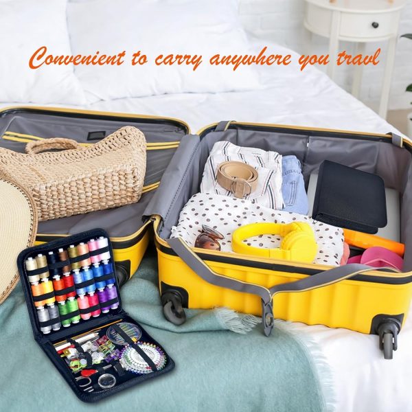 Sewing Kit with Case Portable Sewing Supplies for Home Traveler, Adults, Beginner, Emergency, Contains 24 Sewing Thread, Scissors, Needles, Measure etc - Image 5