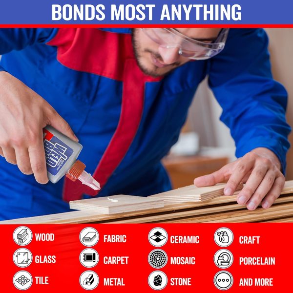 Wood Glue for Furniture Heavy Duty, Wood Glue for Woodworking, Bonds Most Anything including Glass Crafts Ceramic Tile Mosaic Stones Pottery Jewelry & More. Non-Toxic PVA 5.4 oz / 160ml - Image 2