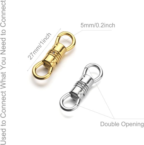 Zpsolution Double Open Swivel Pendant Clasp Connectors Bails for Necklace, Removable Pendant Findings 4PCS Gold - Image 3