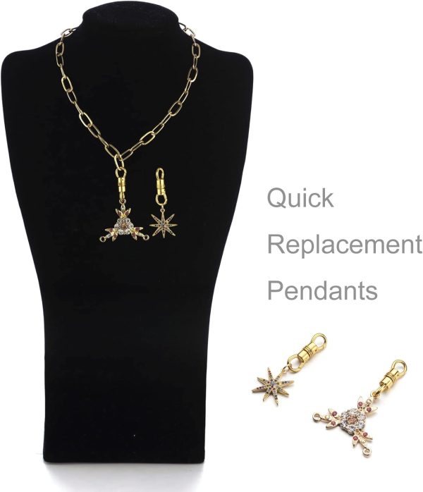 Zpsolution Double Open Swivel Pendant Clasp Connectors Bails for Necklace, Removable Pendant Findings 4PCS Gold - Image 7